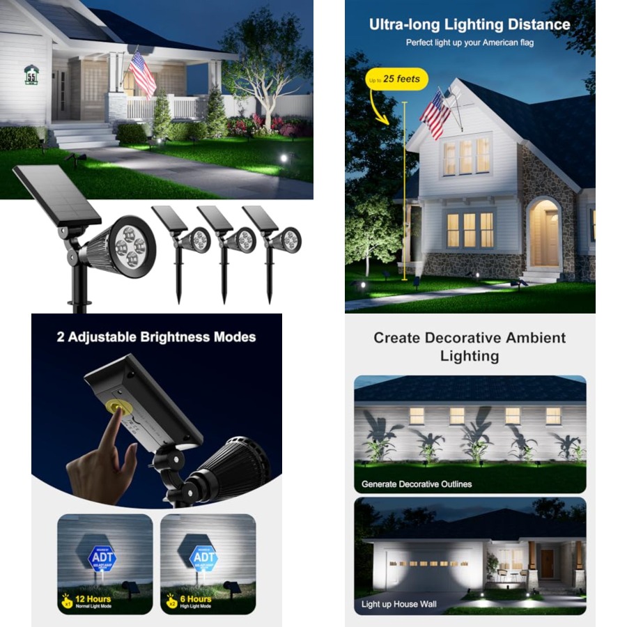 Outdoor Lighting Landscape - Zewnętrzne wodoodporne reflektory solarne do drzew,
