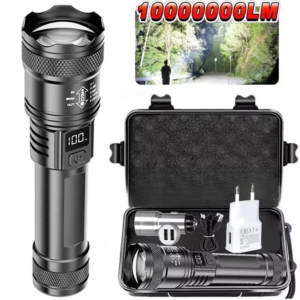 Outdoor Lighting Diy - Akumulatorowa latarka LED z zoomem, wyświetlaczem